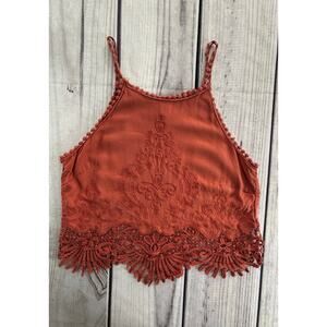 LA Hearts Sz M Crop Tank Top Boho Festival Spring Orange Shirt Summer